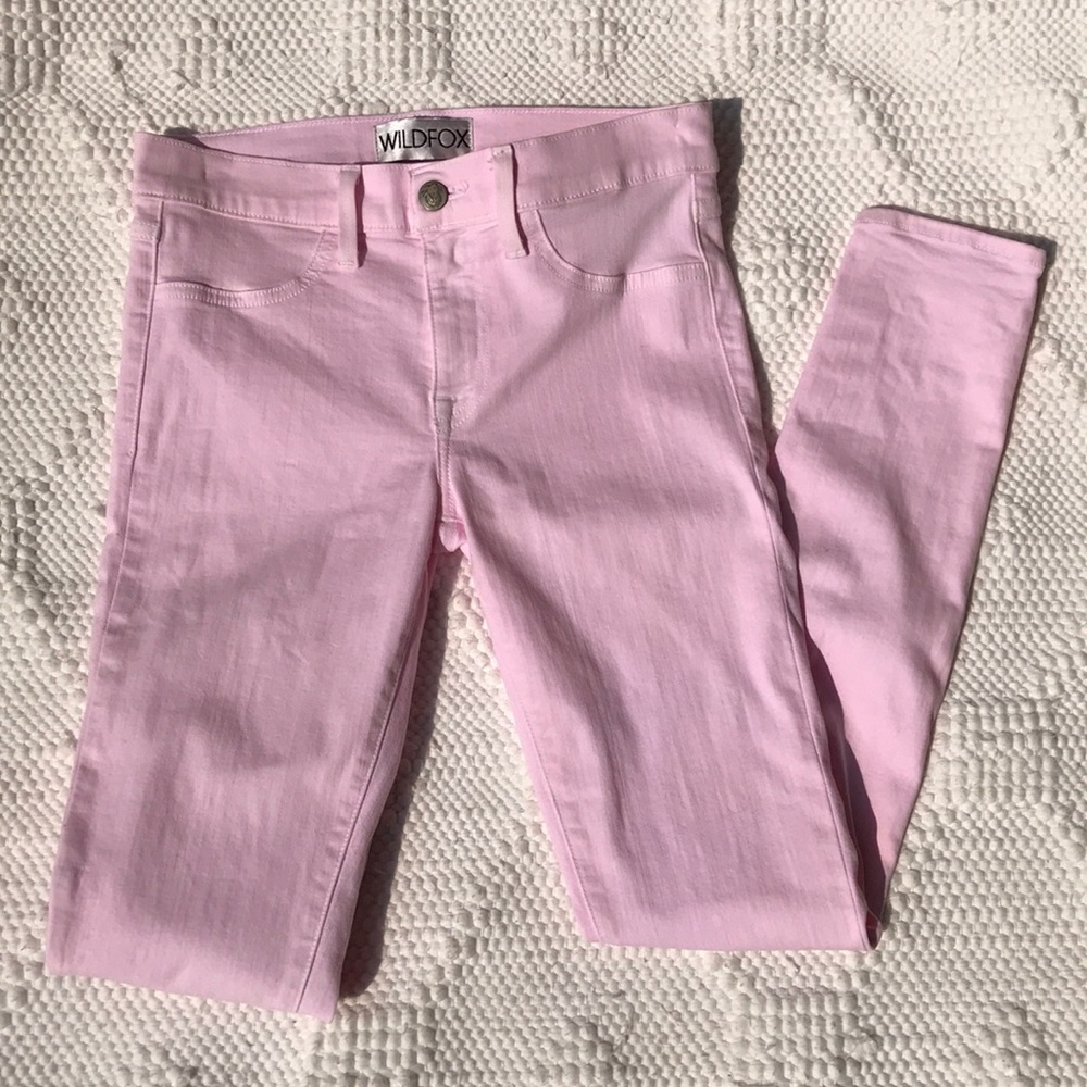 Wildfox Marianne Pink Mid-Rise Skinny Denim Jeans